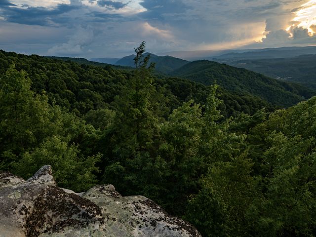 An aerial view of the rolling Appalachian mountains.