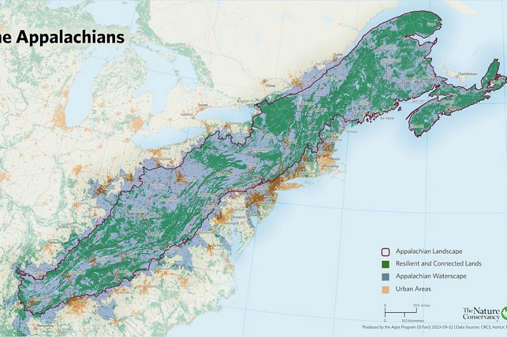 A map of the Appalachians.