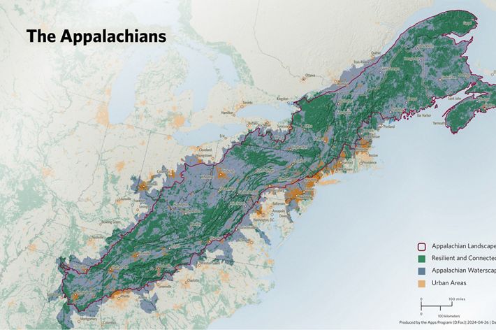 A map of the Appalachians developed by TNC.