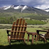 Two chairs overlook the spectacular view from the Hart Prairie lodge.  