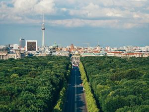 Aerial view of the Berlin skyline.