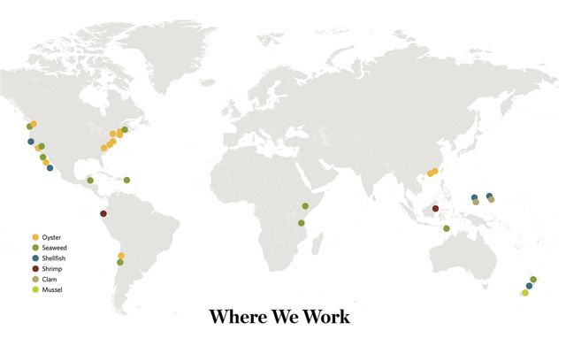 A map of our aquaculture projects.