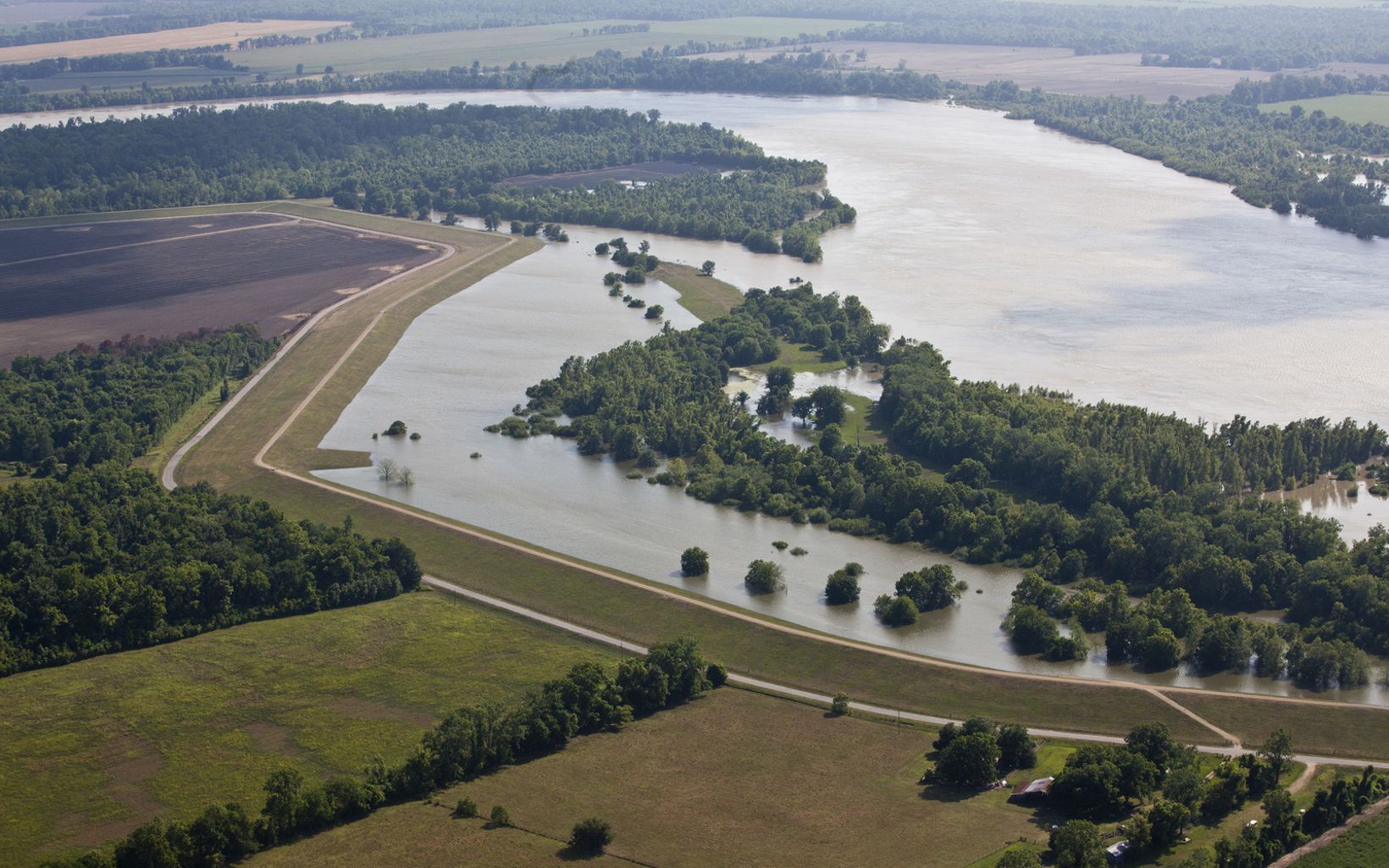 An aerial view of the flooded areas along the Atchafalaya River outside of Baton Rouge, LA. 