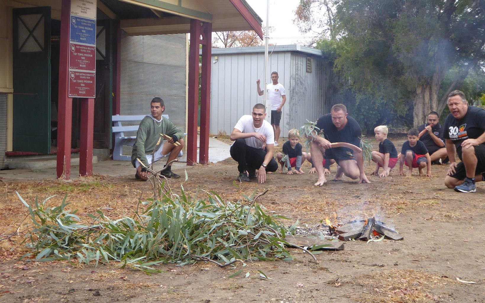 smoking ceremony at the Gayini Nimmie-Caira announcement, Maude, NSW