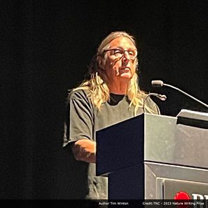 Author Tim Winton giving his keynote presentation