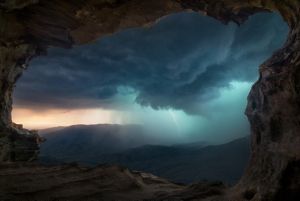 Storm from a cave in Blue Mountains, NSW