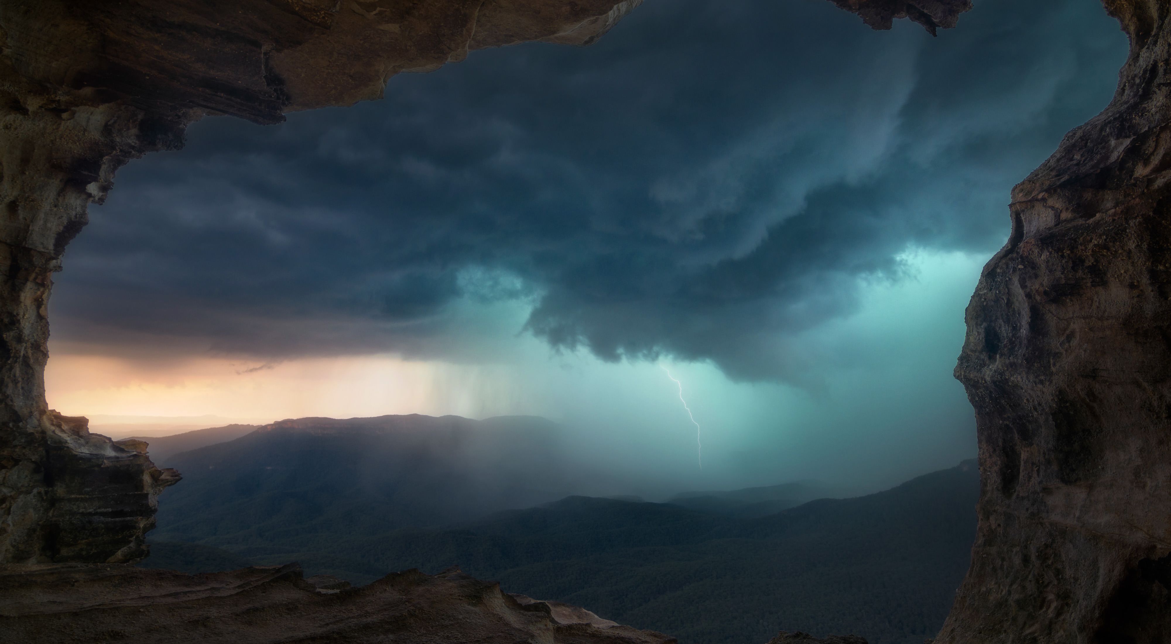 2019 Photo Contest - Storm from a cave, Blue Mountains, NSW