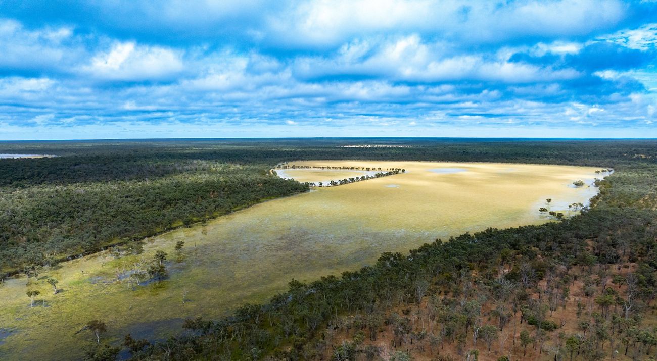 An aerial view of The Lakes