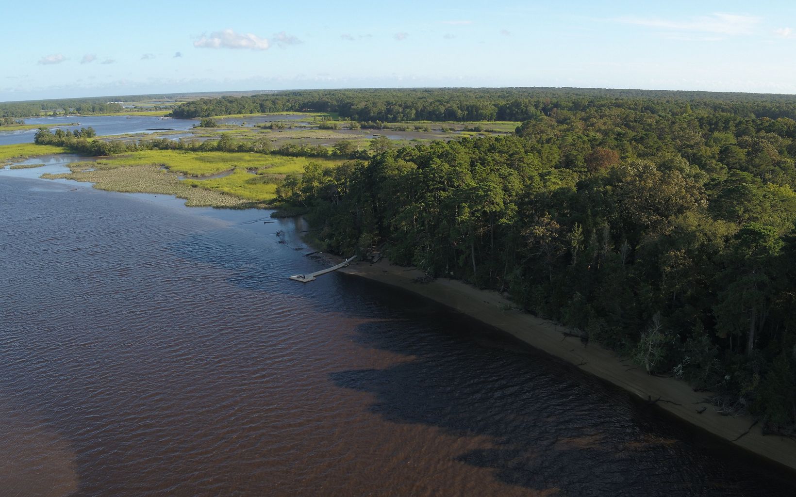 An aerial view of the Maurice River.