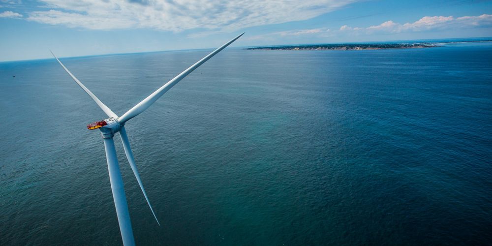 Wind turbines in the ocean.