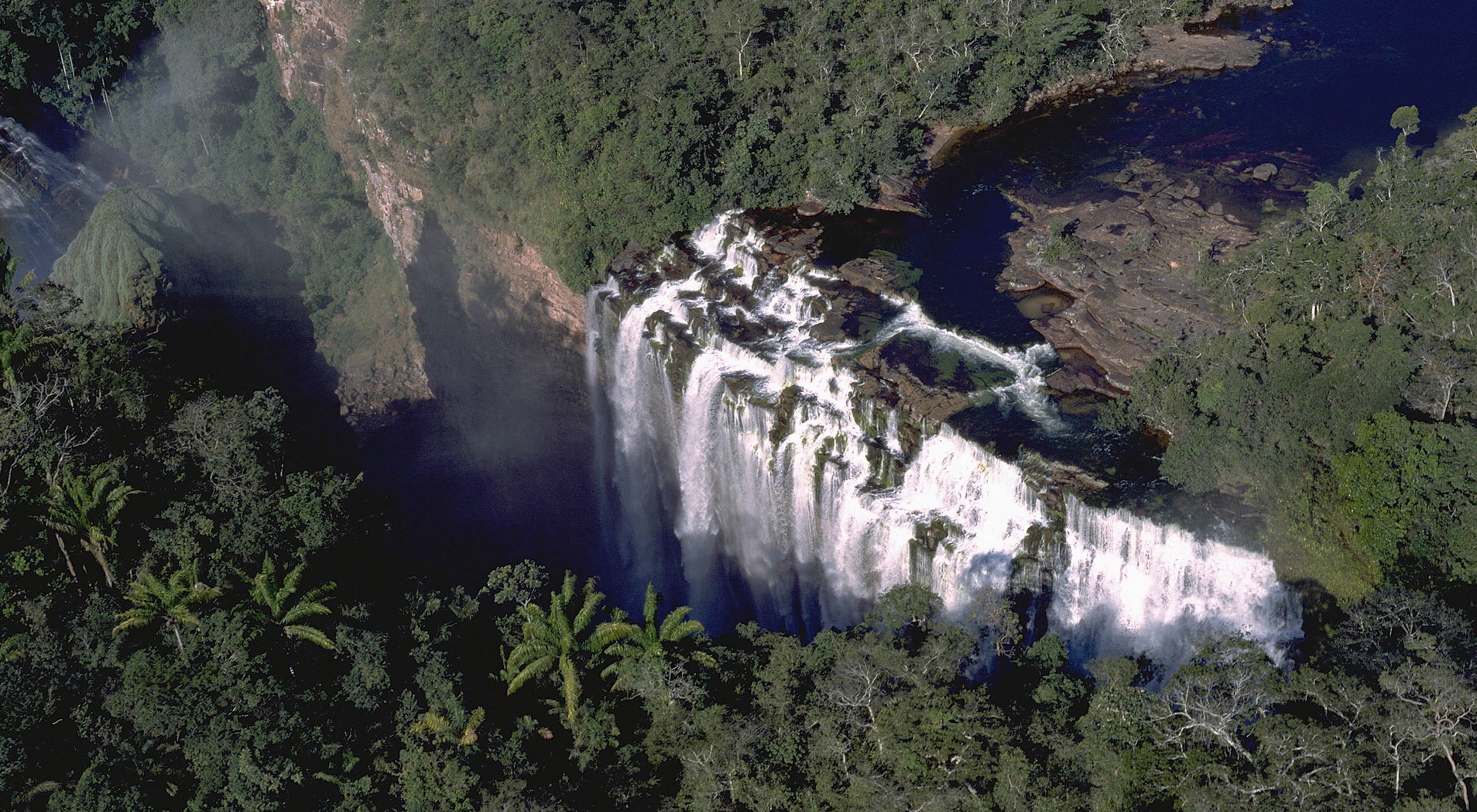 Arcoiris waterfall at Noel Kempff Mercado National Park n Bolivia in South America.