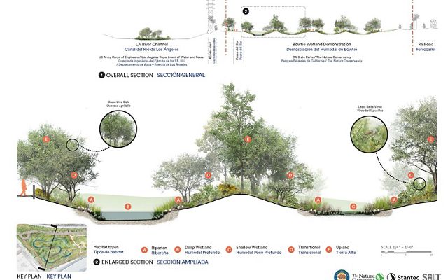 Rendering of the Bowtie Wetland Demonstration designs.