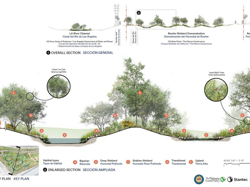 Rendering of the Bowtie Wetland Demonstration designs.