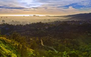 An aerial view of Los Angeles from Griffith Park.