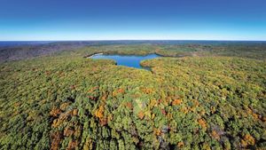 Aerial view of the Appalachian Mountains during the fall.