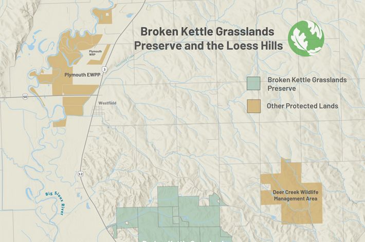 Map of Broken Kettle Grassland and surrounding areas.