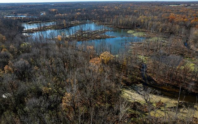 Drone footage of the Busseron Creek area in Indiana.