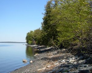 Champlain lake shore beach at Butternut Hill, Vermont.