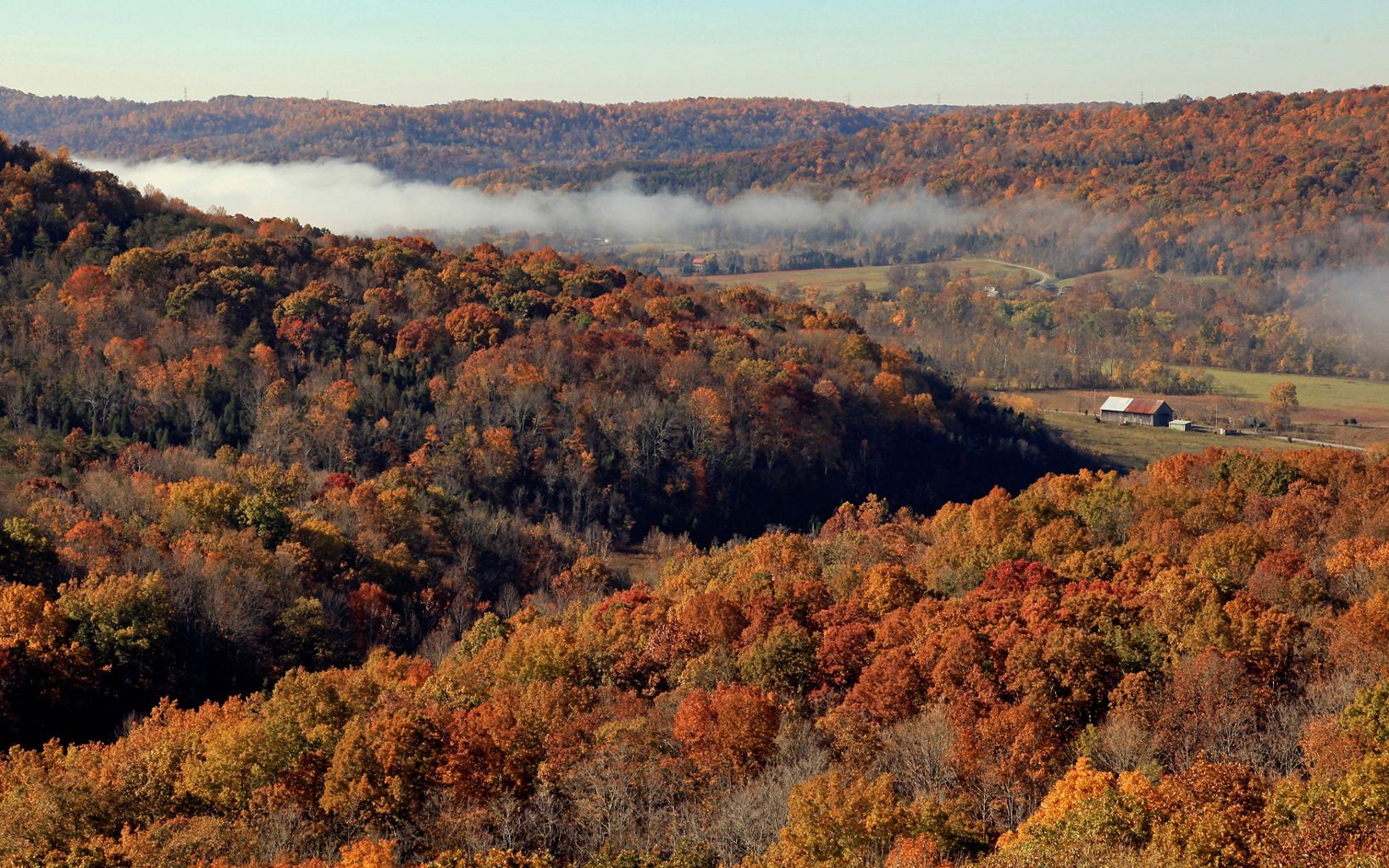 Autumn view of the lookout from Buzzardroost Rock.