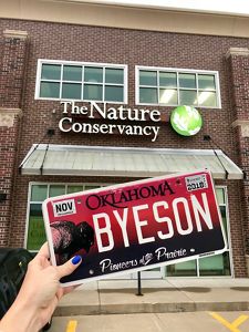 Bison license plate in front of TNC office.