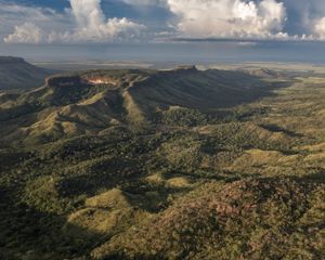 Vista aérea da Serra do Roncador, na região do Vale do Araguaia, no estado do Mato Grosso.
