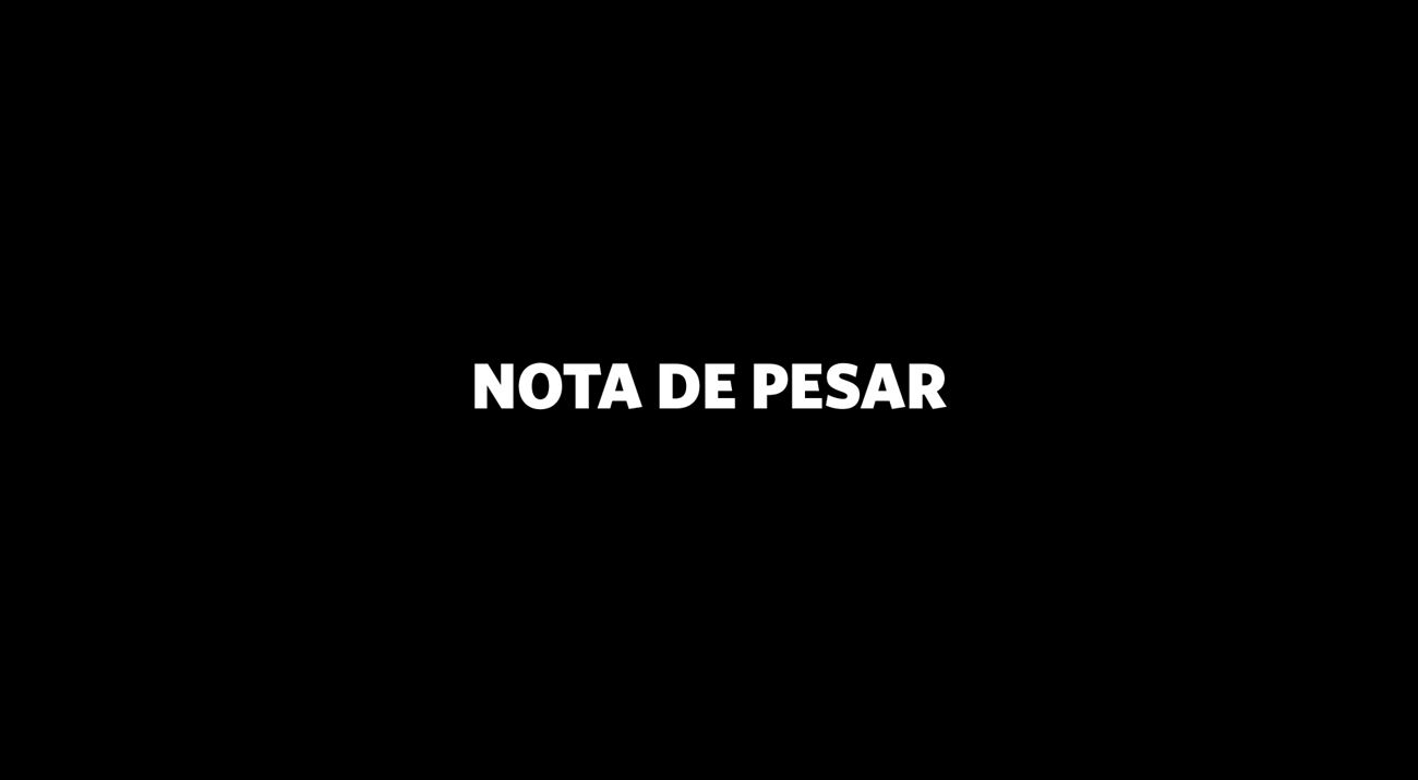imagem preta com texto branco escrito "nota de pesar"