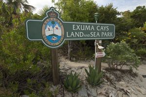 a sign for the Exuma Cays National Park in the Bahams