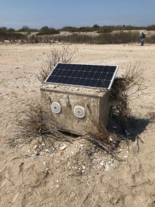 Solar powered callbox on the beach.