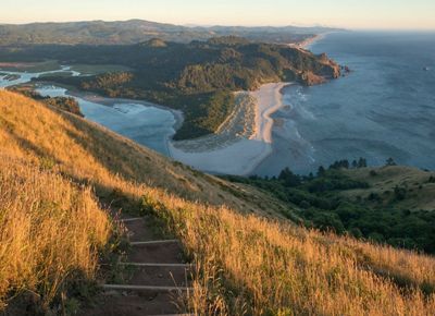 View from a hilltop overlooking the coast at Cascade Head Preserve.