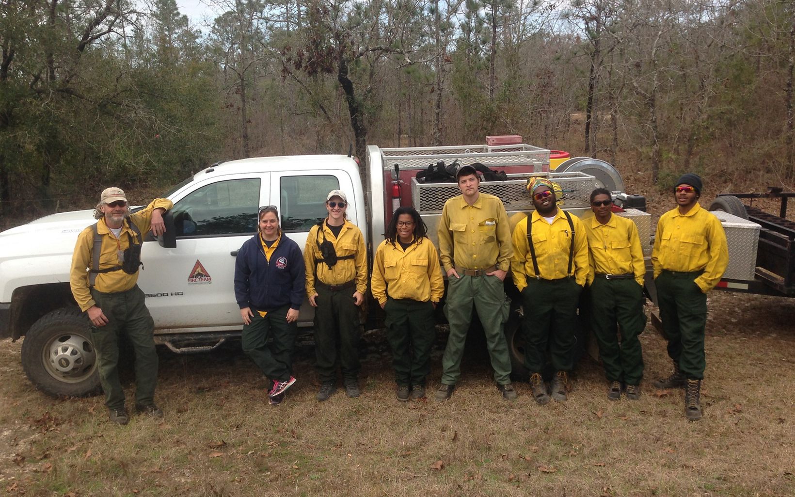 On the Firelines Staff conduct a prescribed burn to ensure healthy habitat for native plants and animals in the longleaf pine flatwoods at Apalachicola Bluffs and Ravines Preserve. © Brian Pelc/TNC