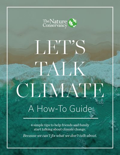 The cover of e-book, "Let's Talk Climate," showing an iceberg.