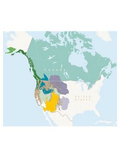 An illustrated map of the U.S. and Canada.