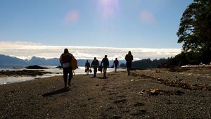People walking along coastal BC.