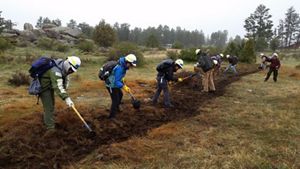 Volunteers at fire training.