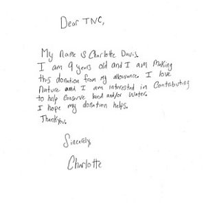 Handwritten letter from 9-year-old Charlotte Davis.