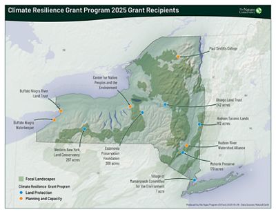 A map of the grantees across New York. 
