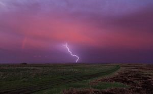 Lightning strike on the prairie.