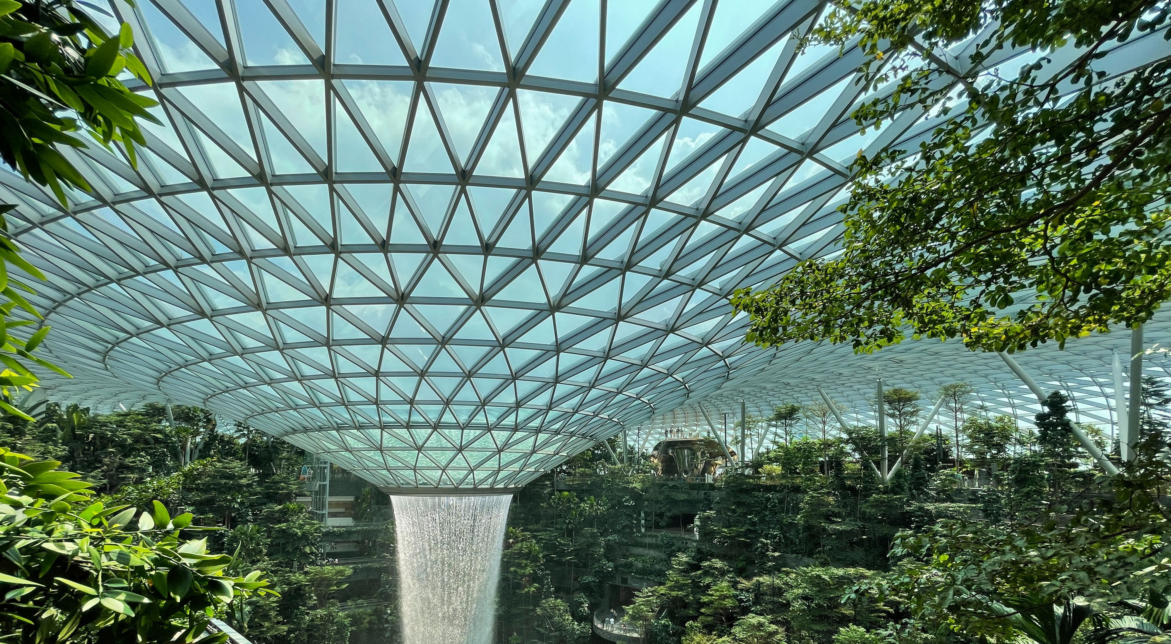 Waterfall inside Singapore's famous Jewel Changi International Airport.