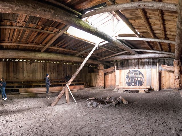 inside of a large wooden structure