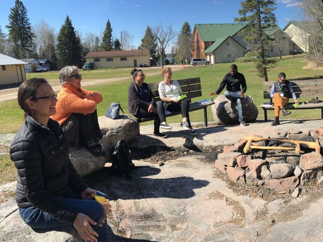 Nature United staff, consultants and First Nation representatives discuss Healthy Country Planning during a workshop in May 2019 at Whiteshell Provincial Park in Manitoba.