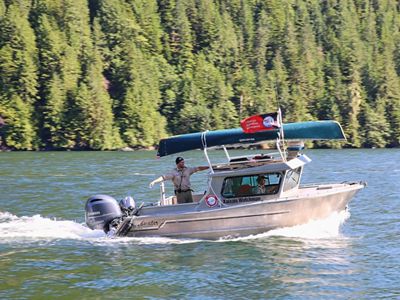 A patrol boat for the Kitasoo/Xai’xais in the waters of the Great Bear Rainforest.