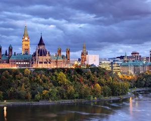 Overlooking the Ottawa River in Ottawa, Ontario in autumn.