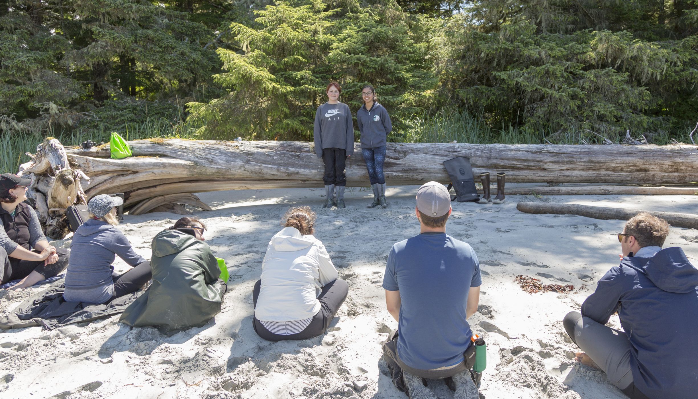a group of students in a circle
