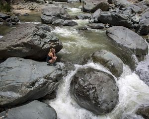 Jessica Wiseman admires the Jimenoa Waterfalls, Dominican Republic.