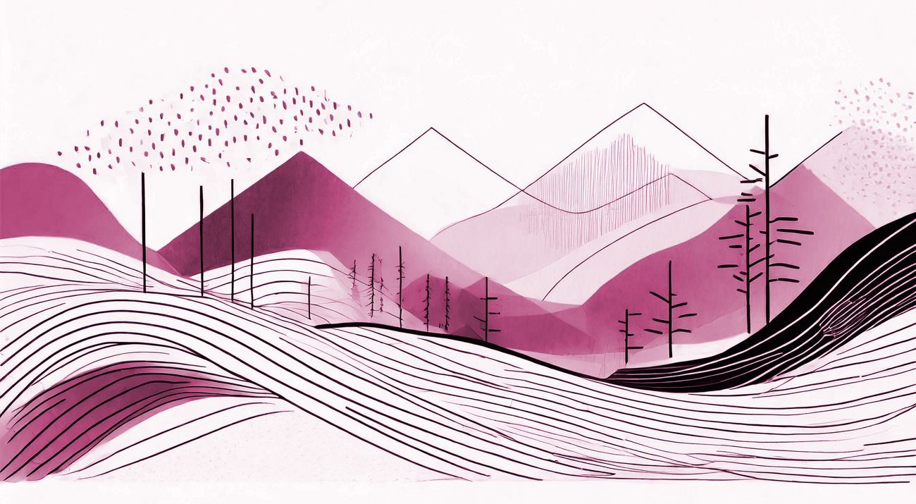 An illustration of a a landscape changing over time