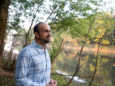 Chuck Peoples looking over the Roanoke River in North Carolina.