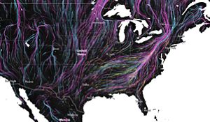 A map of migration routes of the Appalachians. 