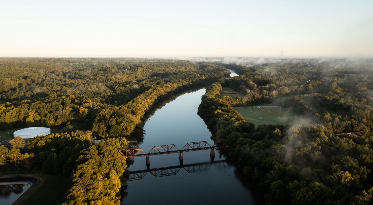 Cape Fear River with bridge.