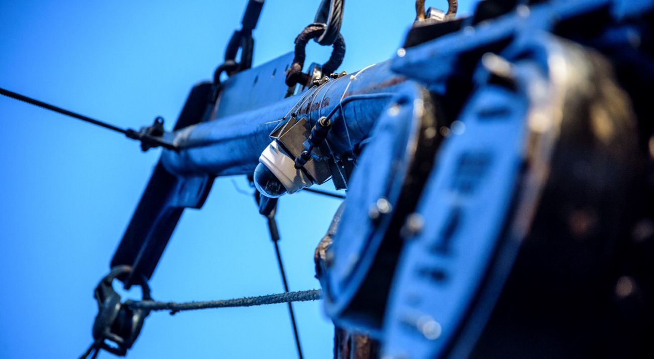 An electric monitoring camera on a fishing vessel