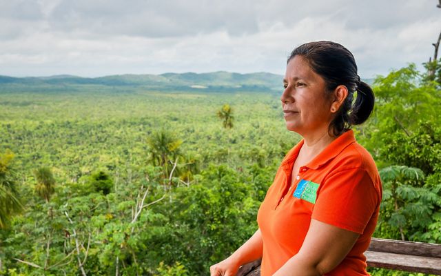 Dr. Elma Kay, managing director of Belize Maya Forest Trust, looks out at the forest.